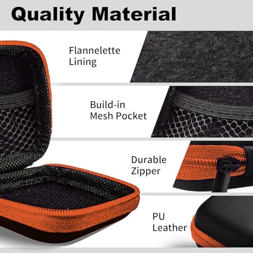 Square Earbud Case Portable EVA Carrying Case Storage Bag Cell Phone Accessories Organizer with Carabiner for Earphone, Earbud, Earpieces, SD Memory Card, Camera Chips, Tech Pouch, Orange1 - color: B5-Square Orange
