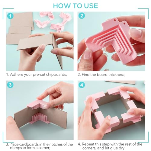 6Pack Corner/Divider Assembly,Clamps Corner Guides Cartonnage Corner Holding Tool (3 mm, 2 mm, 1.5 mm, 1 mm) Wide .for Book Covers, Chipboard Boxes, Dioramas - color: Blue
