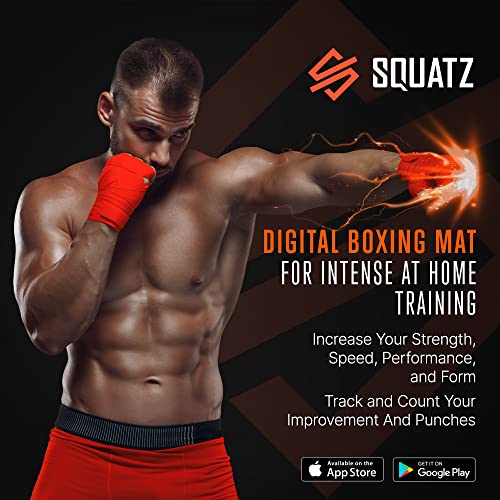 SQUATZ Portable Boxing Mat with Digital Counter – Wall-Mounted Punching Pad with Accurate Punch Strength Tracker, Built-in Foam & Home Gym Training Equipment