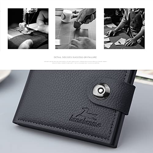 Slim Wallet for Men with Coin Purse, Minimalist Wallet with Zipper, Bifold Mens Wallets with Credit Card Holder, PU Leather Men's Wallet with Money Clip, Carteras Para Hombres (BUCKLE BLACK) - color: BUCKLE BLACK