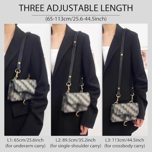 Purse Straps Replacement Crossbody Compatible with Dior Handbags | Premium Microfiber Leather Shoulder Strap, 3 Lengths Adjustable: 25.6" Underarm, 35.2" Shoulder, 44.5" Crossbody, Navy-blue - color: Navy-blue