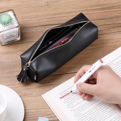 Mr. Pen- PU Leather Pencil Case, Black, Pencil Case Small Pencil Pouch | Aesthetic Pencil Cases - color: Black