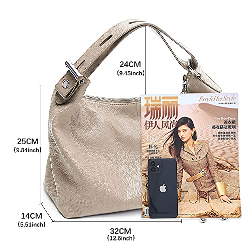 zency 6 Colors Fashion 100% Real Genuine Leather Women Shoulder Bag Handbag Lady Casual Tote - color: Apricot