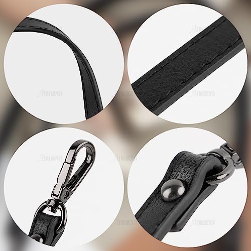 AUEAR, 2 Pack Small Purse Leather Handle Strap Replacement 12.59 Inches for Handbag Bag Black with Gun Lock - color: Black with Gun Black Lock