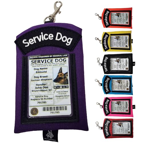 ActiveDogs Service Dog ID Card Pouch, Clip-On Badge Holder, Purple - color: Purple