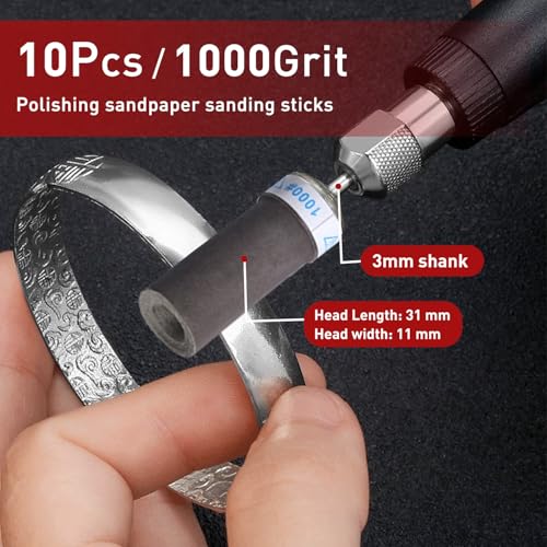 10 Pcs 1000 Grit Sanding Drums for Rotary Dremel Tool - style: 1000 Grit 10 Pcs
