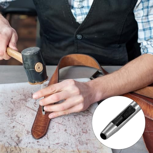3.5MM Leather Hole Punch Tool [4PCS] - Metal Round Belt Hole Puncher Use for Leather Working & Belts & Watch Band & Paper & Plastic - [Silver Tone] Round Hollow Tools - size: 3.5mm