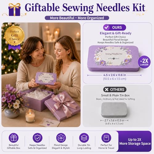 HTVRONT Sewing Needles 56 PCS, Large Eye Embroidery Needles for Hand Sewing | 9 Size Hand Sewing Needles with Needle Threader, Thimble for Crafts, Repair, Quilting (Silver 56PCS) - color: A-Silver 56PCS