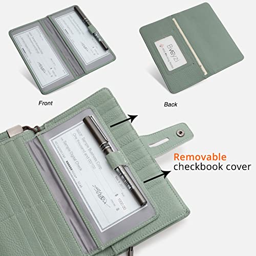 Bveyzi Women's Big Fat Rfid Leather Wristlet Wallet Organizer Large Phone Checkbook Holder with Zipper Pocket (Mint Green) - color: Mint Green