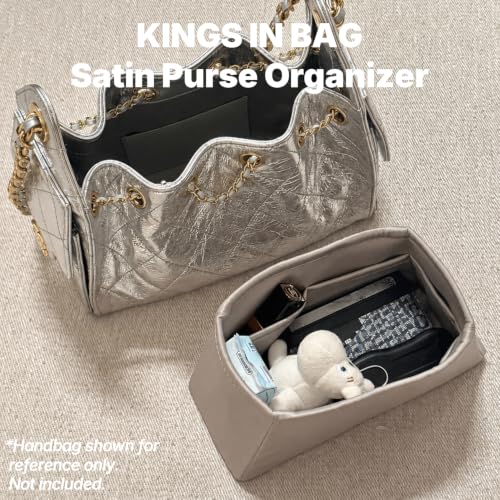 Satin Purse Organizer for Chanel 25 Bag Mini, Pearl grey - color: Pearl grey, size: 25 Handbag Mini