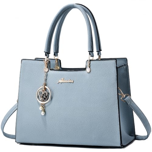 ALARION Purses and Handbags for Women Satchel Purse,PU Leather Tote Bag Crossbody Top Handle Bags with Zipper - color: Lizi Light Blue