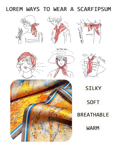 Head Scarf Purse Handle Neck Satin Hair Scarfs For Bag Lightweight Silky Long Thin Women's Fashion Scarves 59 * 5.9” - color: H22-the Woods in Autumn(59*5.9inch)