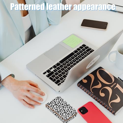 Business Card Holder, PU Leather Printing Business Card Case Pocket with Magnetic Shut, Portable Business Card Carrier Holder for Women or Men (Leopard-White) - color: Leopard-White