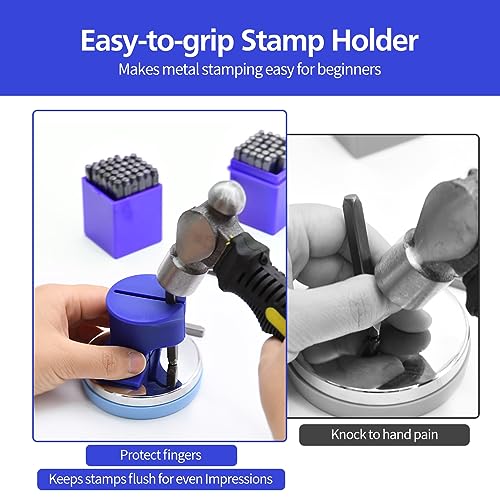 Metal Stamping Kit, Complete Jewelry Making Stamping Tools with 6mm Font Uppercase, Number Punches & 3mm Lowercase Letter, Metal Stamping Jig, Hammer and Steel Bench Block | with 6mm Font Uppercase, Number Punches & 3mm Lowercase Letter, Jig, Hammer and B