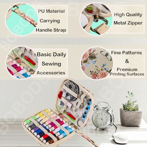 Floral Printing Travel Sewing Kit Cute Sewing Set | Butterfly Basic Sewing Kit for Adults Beginners,Professional Basic Sewing Supplies Accessory for Emergency - color: Harvest Love