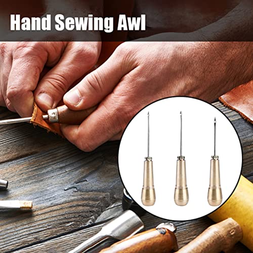 Oumefar Leather Sewing Awl Kit - 3 Needles, Hand Stitch Awl, Shoe Repair Tool for Leather & Handmade Projects