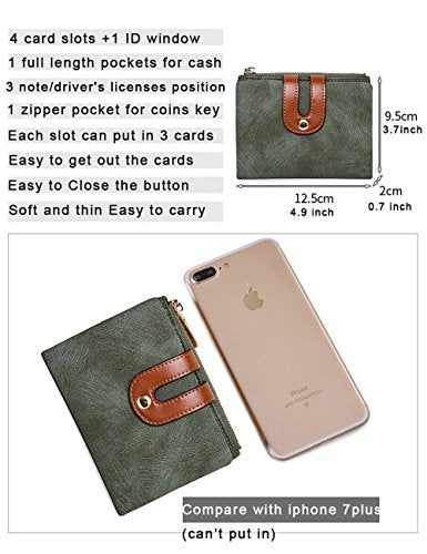 YOTOO Womens Wallets Bifold Leather Small Wallets for Women Mini Rfid Thin(green)
