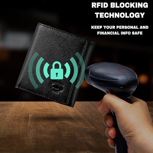 Stealth Mode Leather Trifold RFID Wallet For Men With Flip Out ID Holder - color: Black Pebble