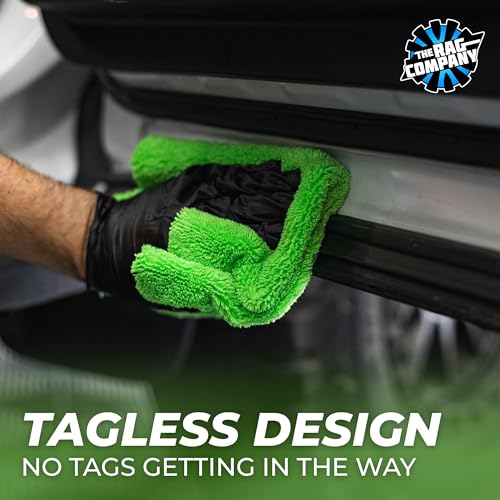 The Rag Company - Creature Edgeless Auto Detailing Towels (10-Pack) Professional 70/30 Blend, Dual-Pile Plush Microfiber, Buffing & Polishing, 420gsm, 16in x 16in, Lime Green - color: Lime Green