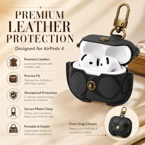 for AirPods 4 Case, Leather Full Body Shockproof Protective Cover(C) - color: C