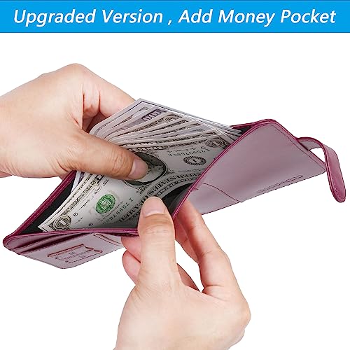 Passport Holder Cover Wallet RFID Blocking, Travel Essentials - color: Purple