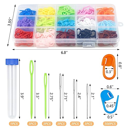 FIVEIZERO 60 PCS Large Eye Sewing Needles, 6 Sizes Sewing Sharp Needles, Leather Needle Embroidery Thread Needle, Stainless Steel Yarn Knitting Needles with Threaders for Handsewing Art Crafts