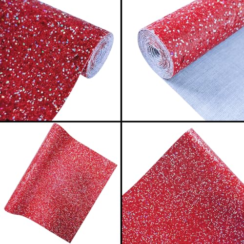 Burgundy Wine Red Chunky Glitter Faux Leather Roll 12 x 52 inch Shiny Mixed Color PU Fabric for Making Earrings Bows Crafts (16013#53) - color: 16013#53