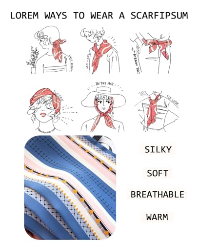 Head Scarf Purse Handle Neck Satin Hair Scarfs For Bag Lightweight Silky Long Thin Women's Fashion Scarves 59 * 5.9” - color: H27-blue and Pink Lines(59*5.9inch)