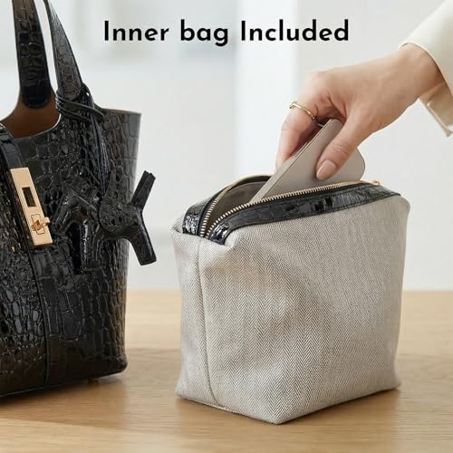 Tote Bag for Women Top Handle Handbag Satchel Bag for Women Vegan Leather Lock Design Bucket Purse for Work Evening - color: A