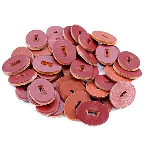 Cowhide Leather Handle Washers - Oval Shape - (1.30 x 1.00 x .125) - (Chestnut) - USA Made - (for Knife Making & Hobby) - (50 Pack) - color: (Chestnut)(50 Pack)