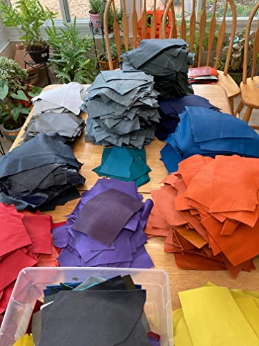Scrap Upholstery Leather Craft Bright Rainbow Colors Mix 2 Lbs 10 Sf