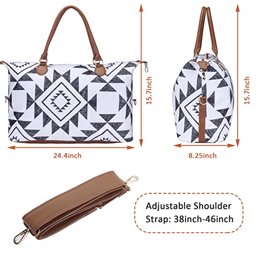 Weekender Bag Duffle Bag For Women Large Travel Tote Bag Overnight Weekend Bags With Shoulder Strap Cow Leopard Atzec… - color: Geometry-a