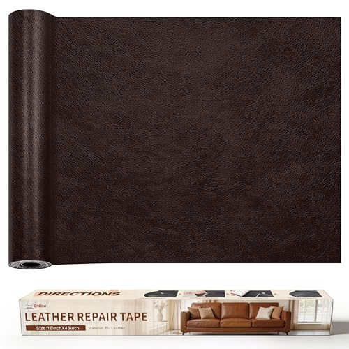 ONine Leather Repair Patch，Leather Repair Tape, 16 x 48 inches Leather Repair Patch for Furniture,Vinyl Repair kit，Leather Couch Patch，for Sofas, Furniture, car Seats(Dark Brown) - color: Dark Brown, size: 16 x 48 inches