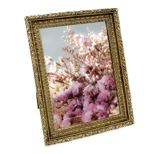 Isaac Jacobs 5x7 Gold Vintage Inspired Antique Library Frame | Horizontal & Vertical for Tabletop and Wall Display, Home Decor, Decorative Art Design (5x7, Gold) - color: Gold, size: 5x7