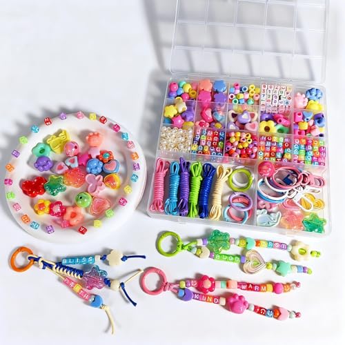 Kupor 480PCS DIY Keychain Making kit - Vibrant Color Beads with Organized Storage Box, Versatile Bag Charms Supplies, Multi-Functional Bead kit for Keychains/Bag Charms, Beginners Craft Lovers Gift