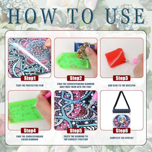 LSQFS 5D Diamond Art Crossbody Purse, DIY Diamond Art Kits for Adults Mosaic Handcraft Canvas Bag for Women, 8.5x8.7x0.39 Inch Lightweight Adjustable Shoulder Bag for Beach, Travel and Everyday - color: Red