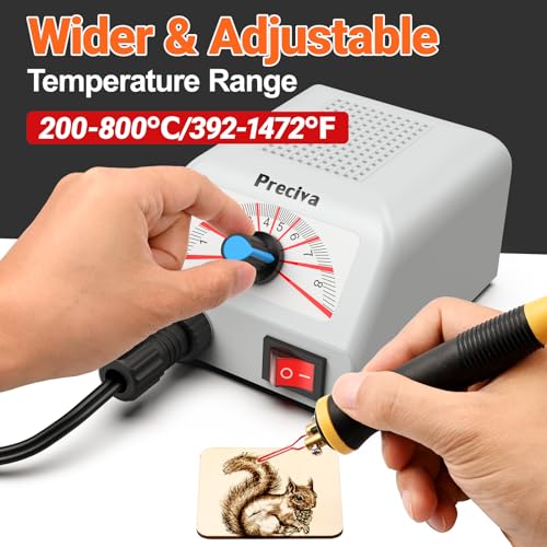 LH20 Portable Wood Burning Pen Kit - 30 Tips, Adjustable Temperature up to 800°C/1472°F, 25W Fast Heating, Safe for Pyrography on Wood & Leather