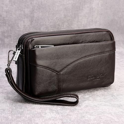 Leather Clutch Purse Wallet Men Wrist Bag - color: #10coffee