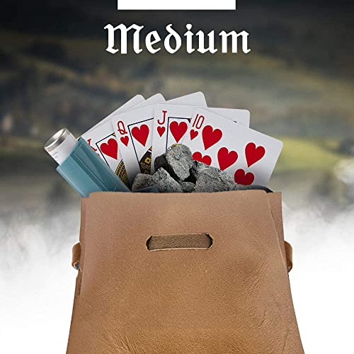 Leather Drawstring Pouch, Coin Bag, Medicine Tobacco Pouch Medieval Reenactment Made in U.S.A. by Nabob Leather Size 5.75" x 4.25" - color: Rustic Tan, style: Medium