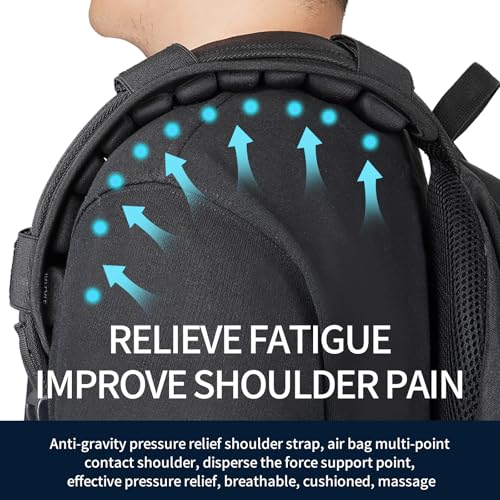 JFT Shoulder Strap Pad 3D Air Cushion Adjustable Air Pressure Suitable for All Kinds of Backpacks 2Pcs(Black) - size: Three Rows