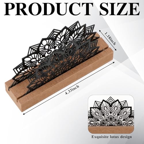 CroBlissful 2 Pcs Lotus Business Card Holders for Desk, Wood&metal Black Lotus Silhouette Business Card Display Stand for Home Office - size: Wood, style: Lotus