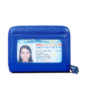 KALMORE Wallets for Women Genuine Leather Double Zipper RFID Blocking Purse with Coin Pocket - color: Blue