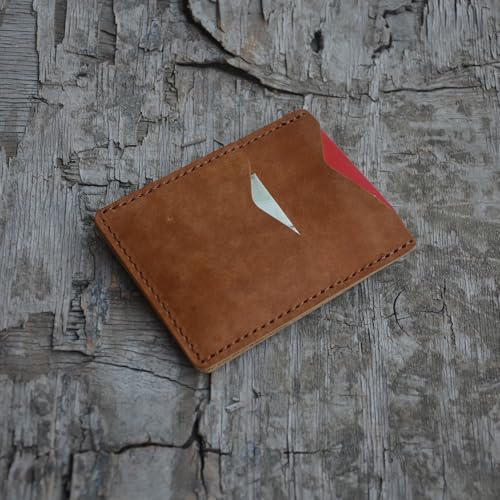 Front Pocket Card Case Slim Wallet Card Holder for Men & Women Minimalist Leather Wallet Card Holder Distressed Gifts - color: Tan