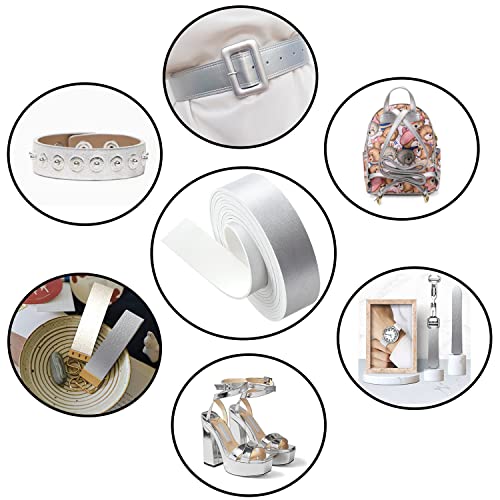 Picheng Flat Faux Leather Strap: 1 Inch Wide Pearl Silver Leather Strips - color: Pearl Silver