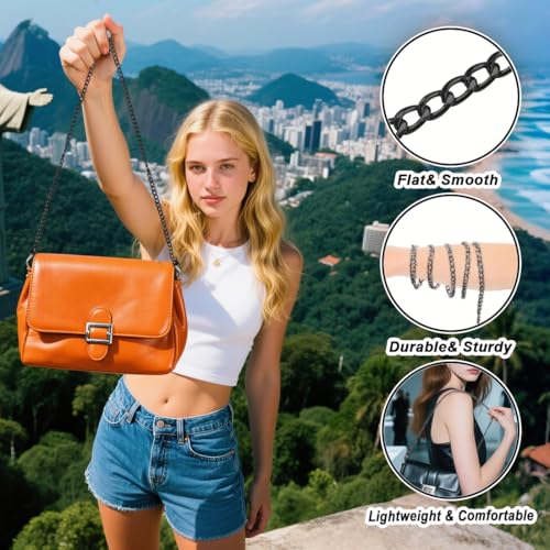 3Pcs Bag Purse Chain Straps,47inch Chain Purse Strap Accessories for Handlebag Crossbody Purses (BLACK=O) - color: Black=o