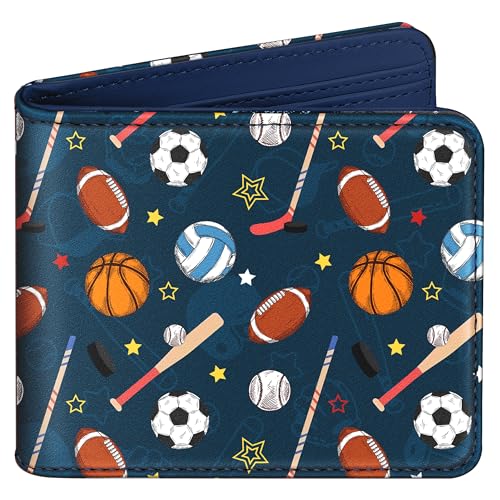 Bistup Boys Wallet Cute Leather Bifold Wallet for Teen Boys Cool Sport Basket Ball Credit Card Cash Id Holder Rfid Blocking Cartoon Bi Fold Small Wallets With Coin Pocket Slim Teens Youth Little Boy - color: Graffiti Ball