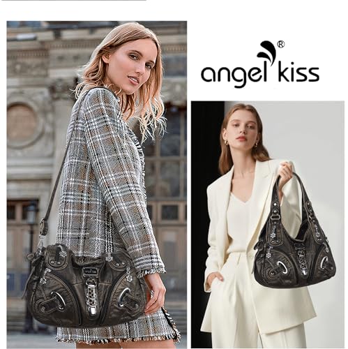 Angelkiss Hobo Purses and handbags for Women Satchel Handbag Women Purses Large Daily Shoulder Bags - color: 801bronze