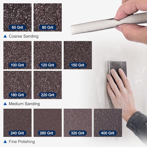 12Pcs 100Grit Double-Sided Sanding Sponges, Washable & Reusable | Handmade Sanding Blocks - Wet Dry Flexible Sandpaper Abrasive Brick Pads for Wood Drywall Metal Polishing, Yellow - size: 100Grit