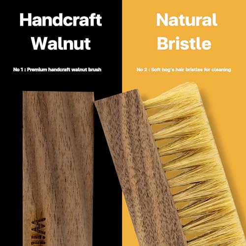Wilkins Shoe Brushes for Cleaning - Hog's Hair Soft Bristle Shoe Cleaning Brush for Leather, Fabric and Suede Brush