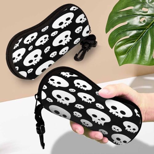 IBILIU Eyeglasses Case Circuit Board Ultra Light Neoprene Sunglasses Case,Soft Reading Glasses Case For Women Men - color: Human Skull